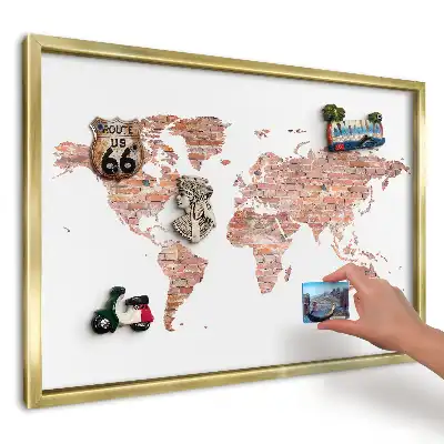 Magnetická nástěnka Cihlový svět na bílém
