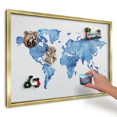Magnetická tabule Modrá akvarelová mapa