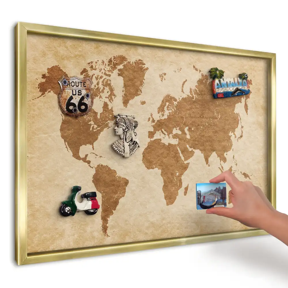 Magnetická nástěnka stylová mapa hnědá