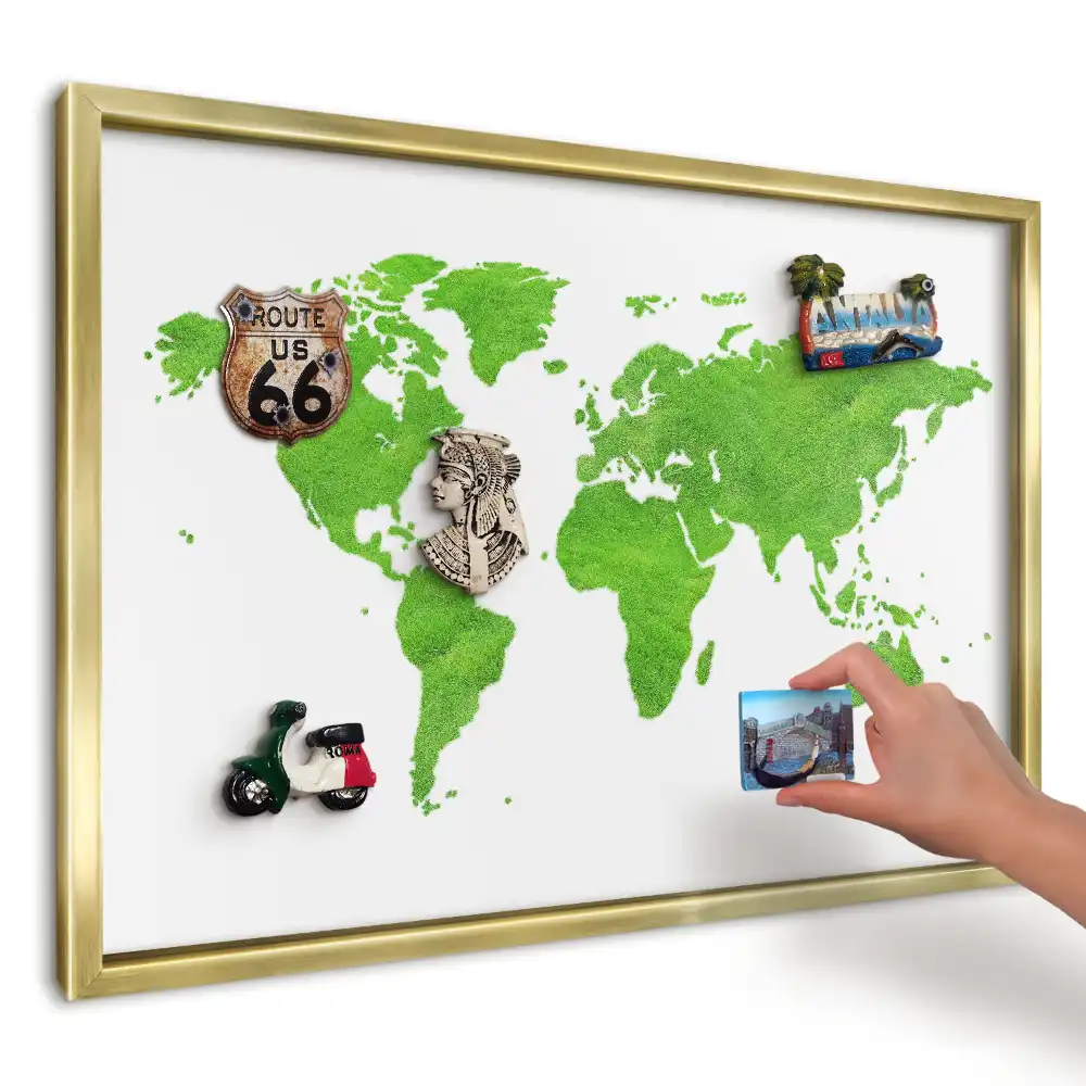 Magnetická tabule Zelená mapa na bílém