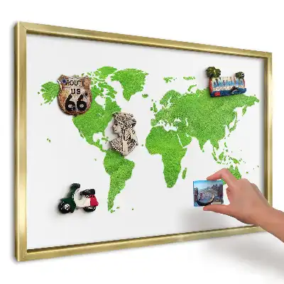 Magnetická tabule Zelená mapa na bílém