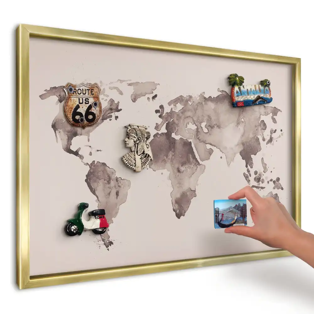 Magnetická nástěnka Hnědá mapa světa