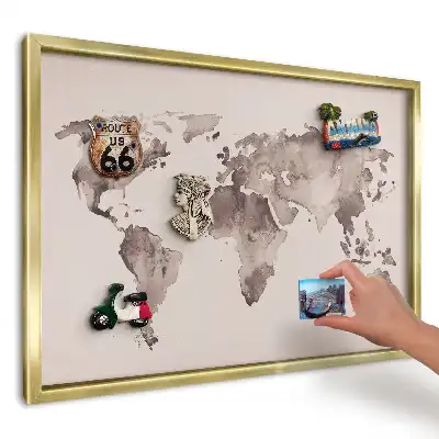 Magnetická nástěnka Hnědá mapa světa