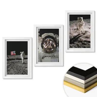 Triptych Přistání na Měsíci Historie astronautů v rámu