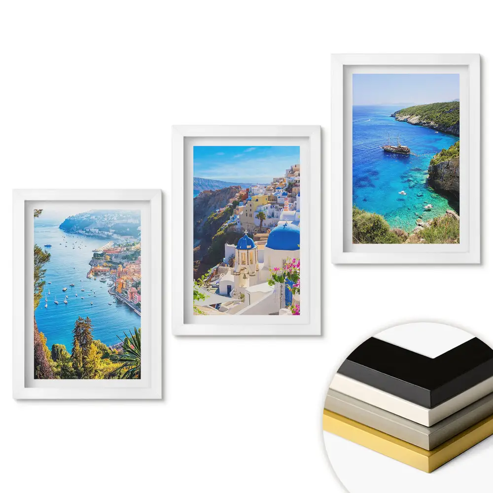 Triptych v rámu Malebné výhledy na přímořská města