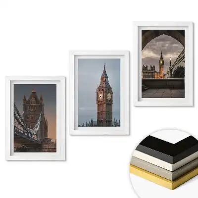 Triptych v rámu Londýnské památky v různých denních dobách
