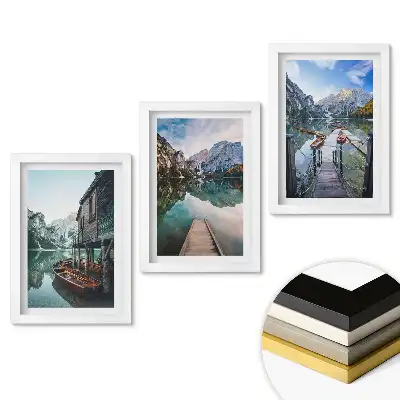 Triptych v rámu Klid u jezera v horách