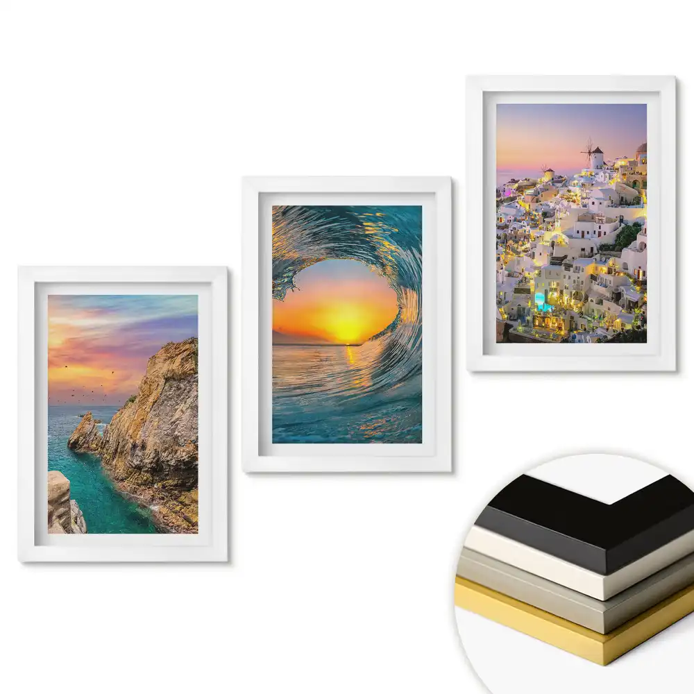 Triptych v rámu Malebné krajiny z různých míst