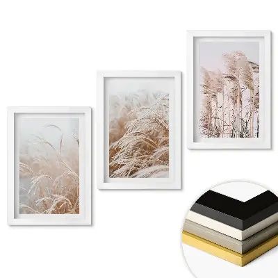 Triptych v rámu Jemné trávy v pastelových odstínech