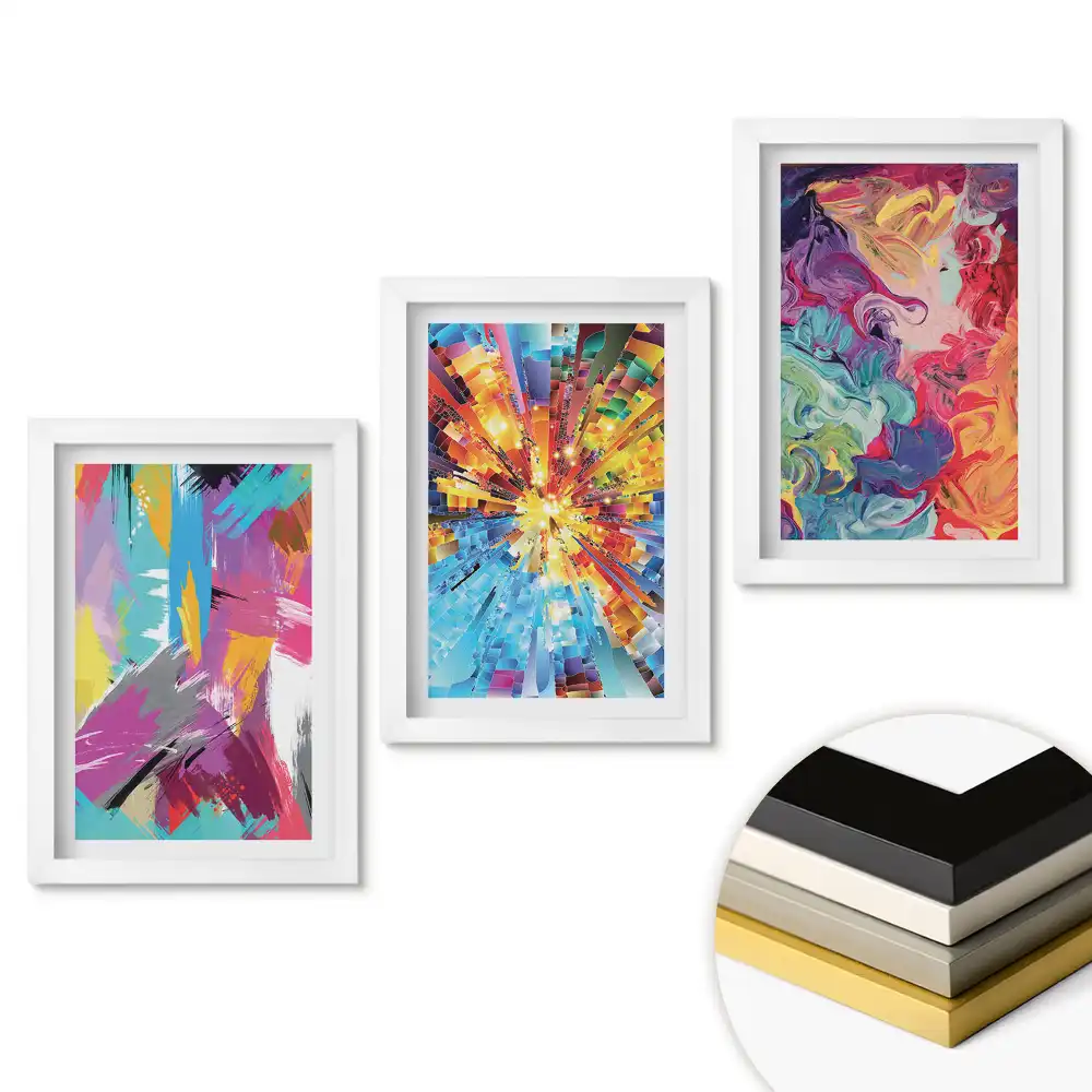 Triptych v rámu Barevné exploze abstraktního umění