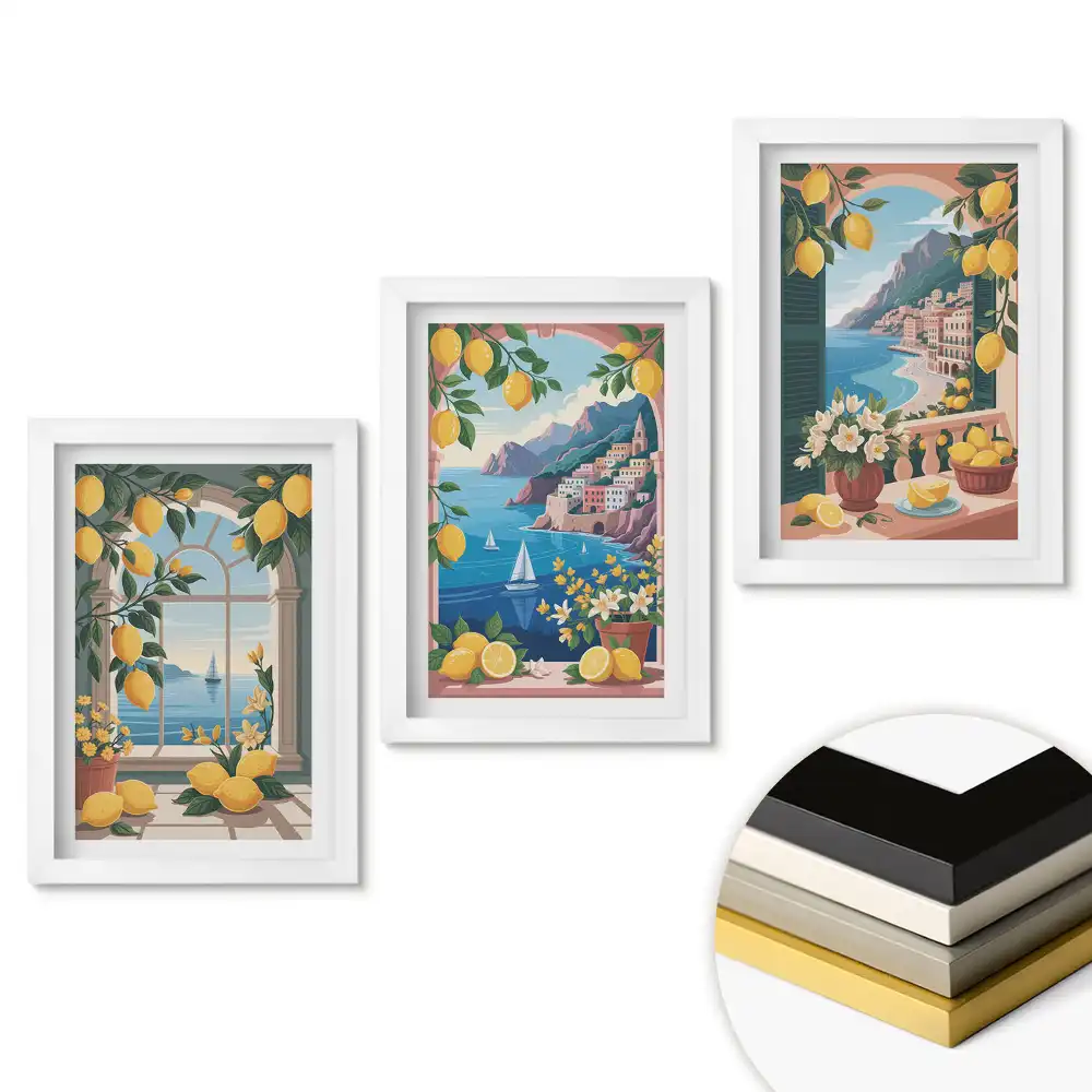 Triptych v rámu Citronová inspirace v malování
