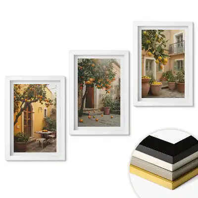 Triptych v rámu Citrusové plody na slunném místě