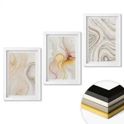 Triptych Abstraktní kompozice s jemnými vzory v rámu