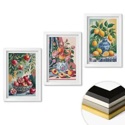 Triptych Ovocné inspirace v rámu v barevné grafice