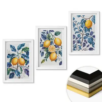 Triptych v rámu Citronová inspirace v zelené barvě
