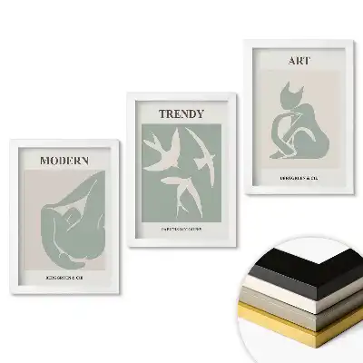 Triptych v rámu Abstraktní tvary v jemných barvách