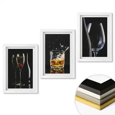 Triptych v rámu Elegance nápojů ve sklenici
