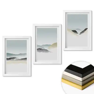 Triptych v rámu Klidné horské krajiny v pastelových barvách