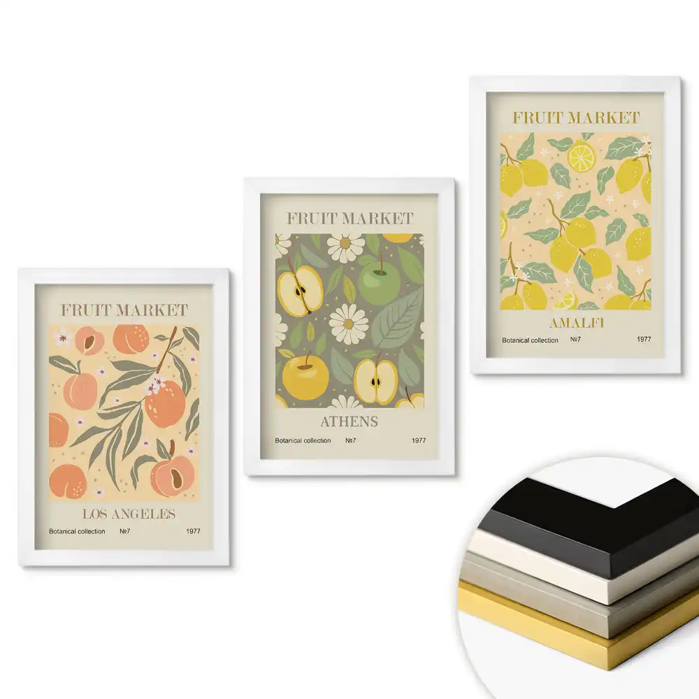Set obrazů do obýváku Ovocný trh Botanická sbírka 1977