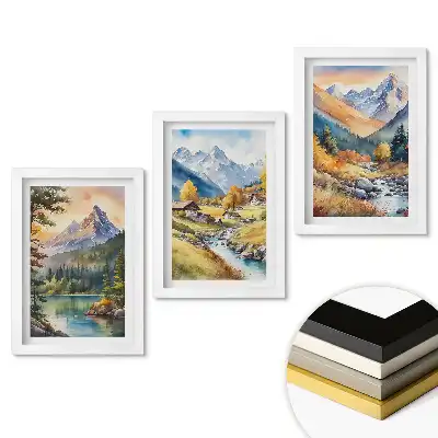 Triptych v rámu Malebná horská krajina v přírodě