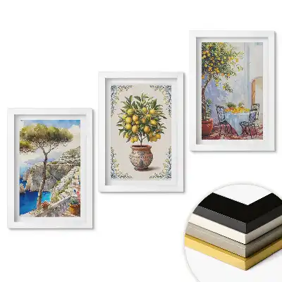 Triptych v rámu Krajiny a ovoce ve slunném stylu