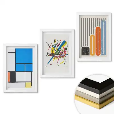 Triptych v rámu Abstraktní kompozice barev a tvarů