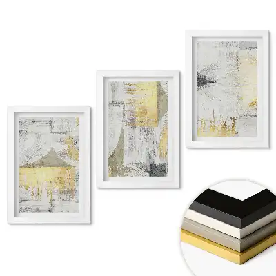 Triptych v rámu Abstraktní kompozice ve zlatých odstínech
