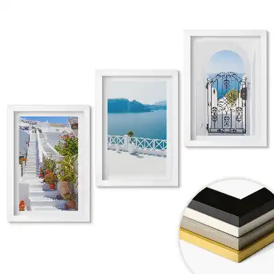Triptych v rámu Malebné výhledy na řecké ostrovy