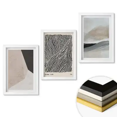 Triptych v rámu Abstraktní kompozice v tlumených barvách
