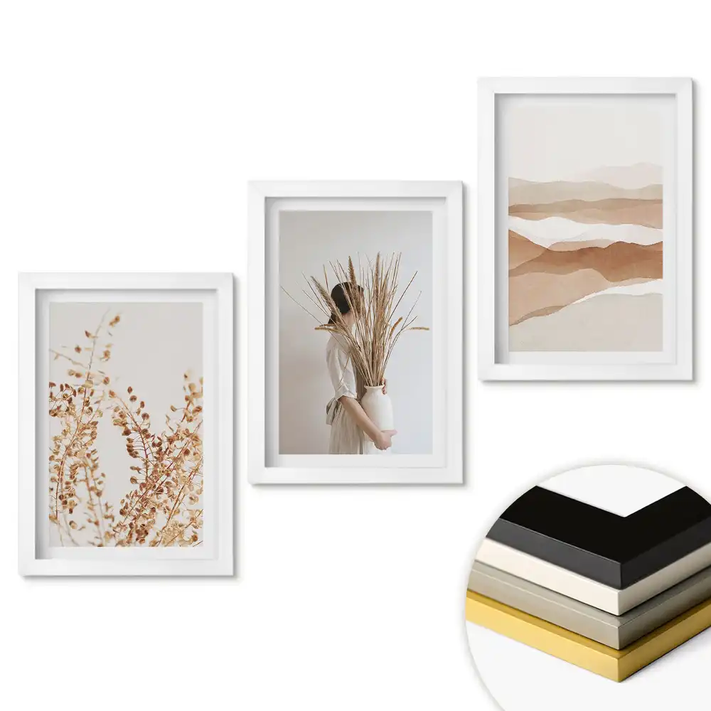 Triptych v rámu Přirozená krása v minimalistickém stylu