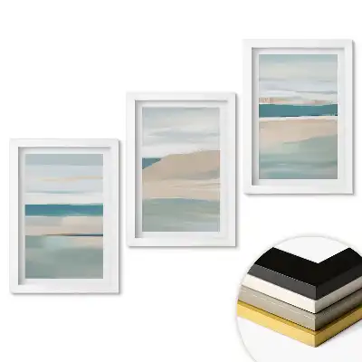 Triptych v rámu Klidné krajiny v odstínech modré