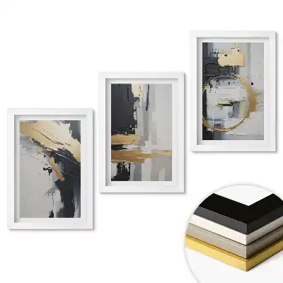 Triptych v rámu Abstraktní kompozice v odstínech šedé