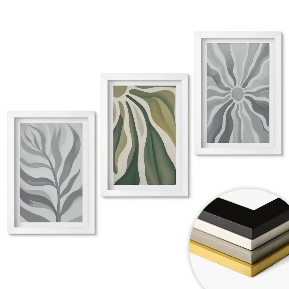 Triptych v rámu Inspirace rostlinami v minimalistickém stylu