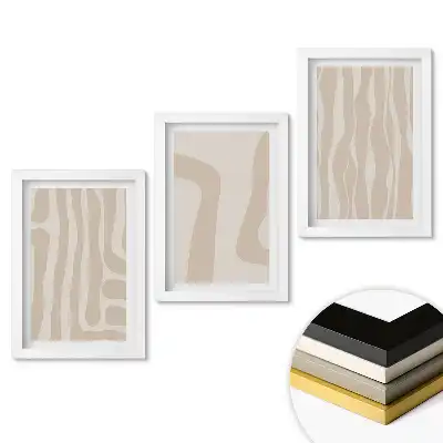 Triptych v rámu Abstraktní vzory v odstínech béžové