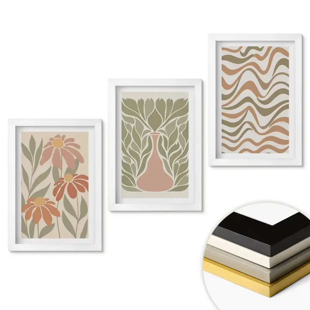 Triptych v rámu Květinové inspirace v moderním stylu