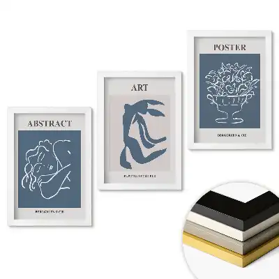 Minimalistický triptych v rámu v tlumených barvách