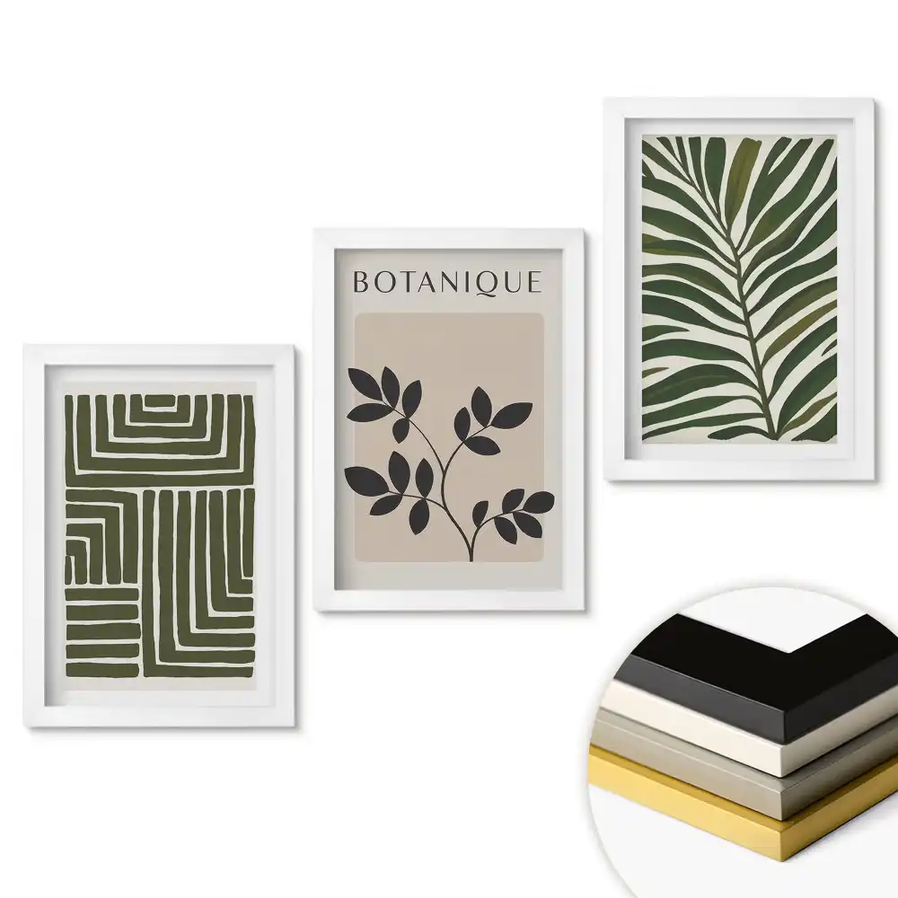 Triptych v rámu Inspirace rostlinami v moderním stylu