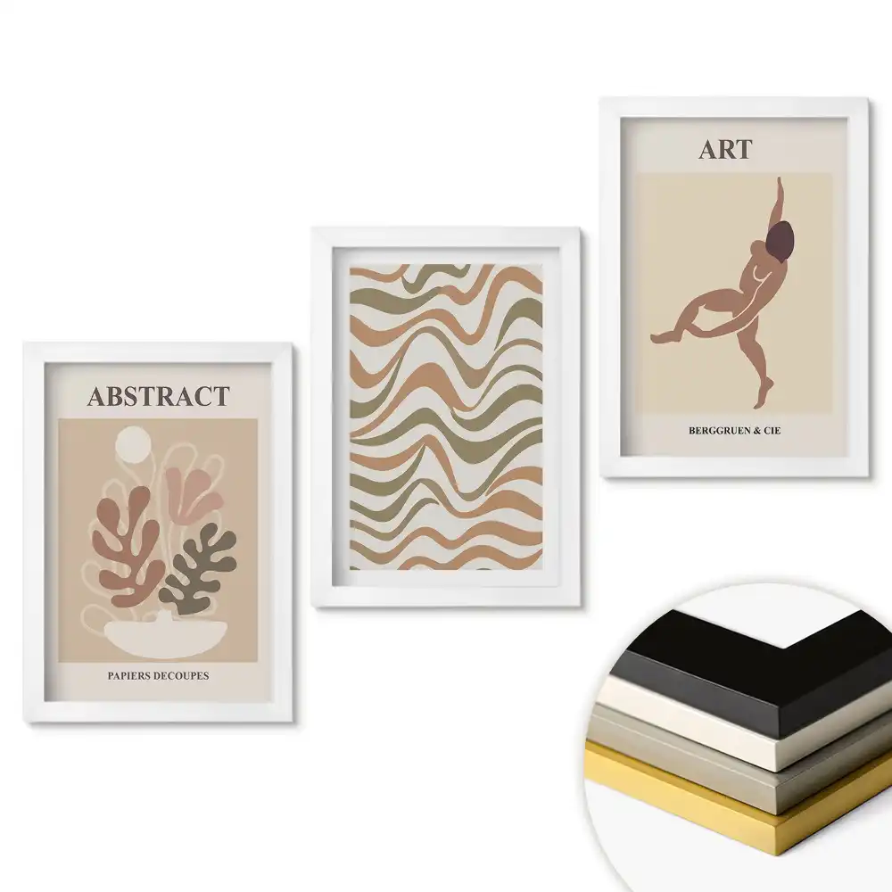 Triptych v rámu Moderní umění v tlumených barvách