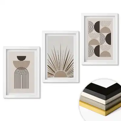 Triptych v rámu Moderní grafika v tlumených barvách