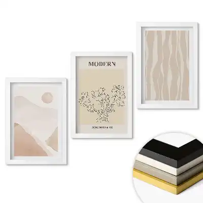 Triptych v rámu Moderní grafika v tlumených barvách