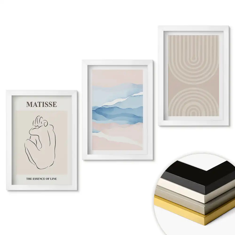 Triptych v rámu Abstraktní kompozice v jemných odstínech