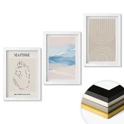 Triptych v rámu Abstraktní kompozice v jemných odstínech
