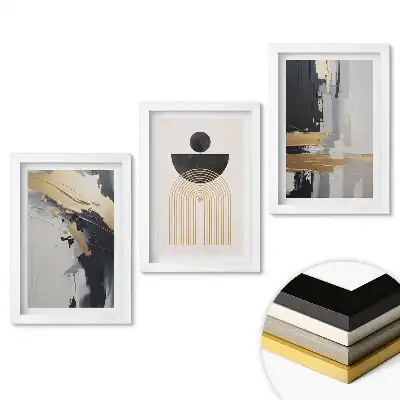 Triptych v rámu Abstraktní kompozice v tlumených barvách