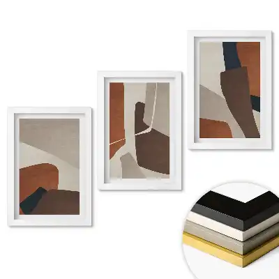 Triptych v rámu Abstraktní kompozice v teplých barvách