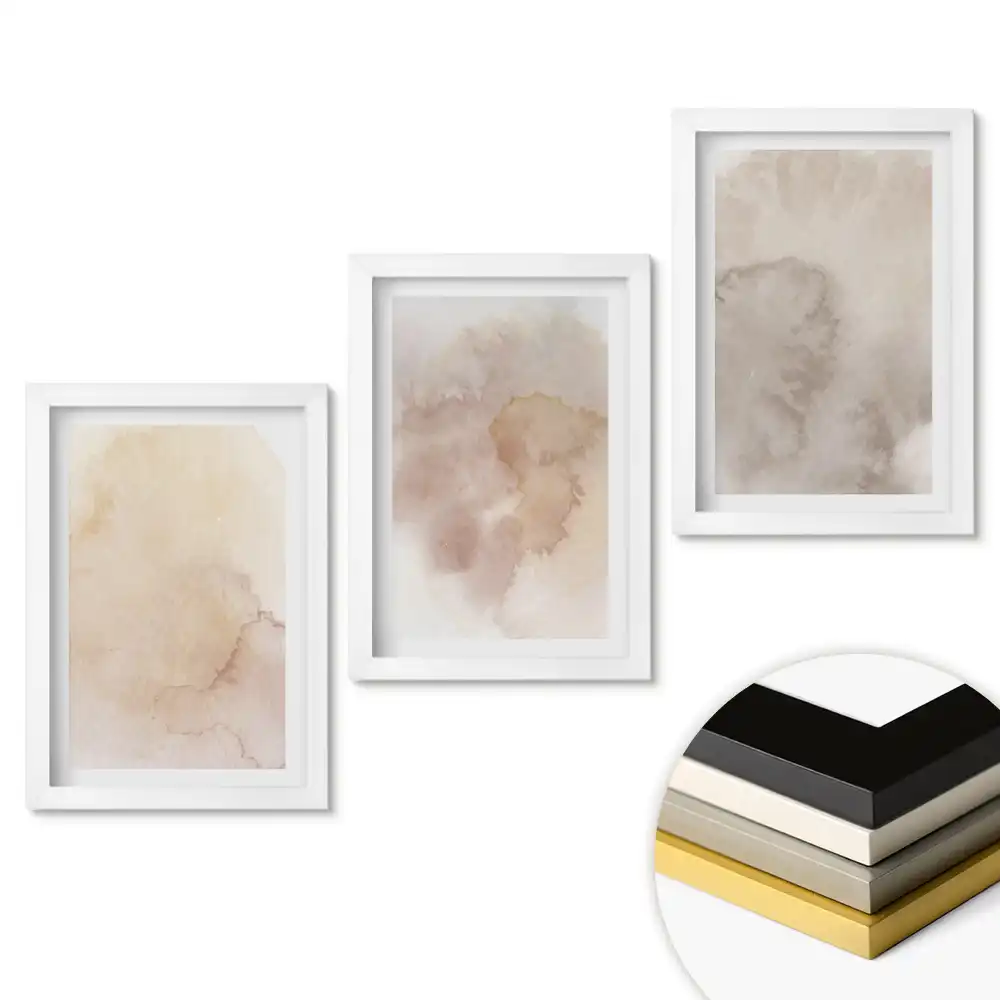 Triptych v rámu Abstraktní odstíny v jemných tónech