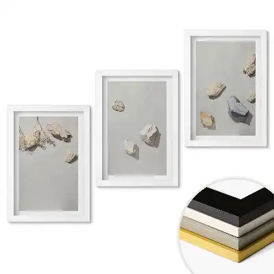 Triptych v rámu Přirozená krása kamenů a rostlin