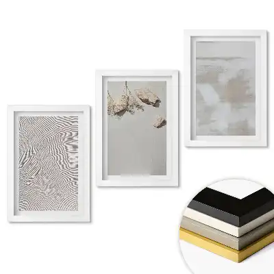 Triptych v rámu Moderní vzory na neutrálním pozadí