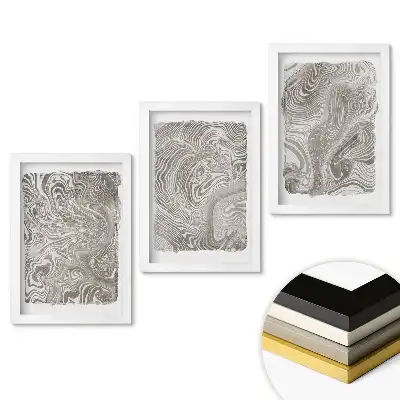 Triptych v rámu Abstraktní vlny v odstínech šedé