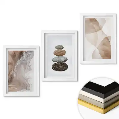 Triptych v rámu Harmonie kamenů a abstraktních forem