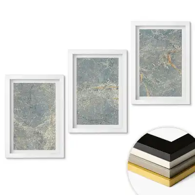 Triptych v rámu Abstraktní textury v odstínech modré